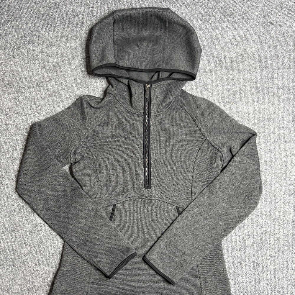 Lululemon Hoodie Women 4 Gray Thank You Half 1/4 Zip Pullover Fleece Athleisure